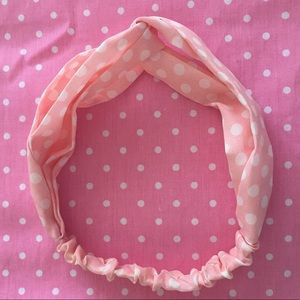 Light Pink Headband with White Polka Dots